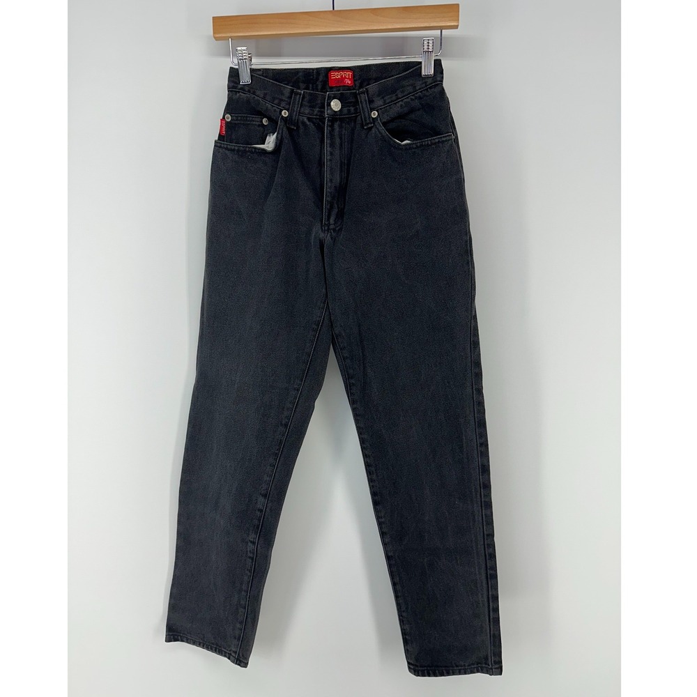 Esprit Jeans Womens 3 Black Vintage High Waisted Tapered Leg Classic Fly Denim